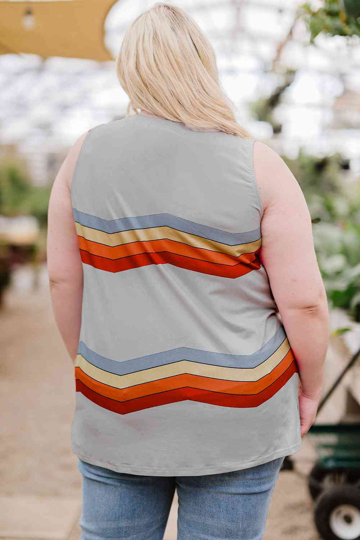 Stilla | Plus Size Printed V-hals Tank