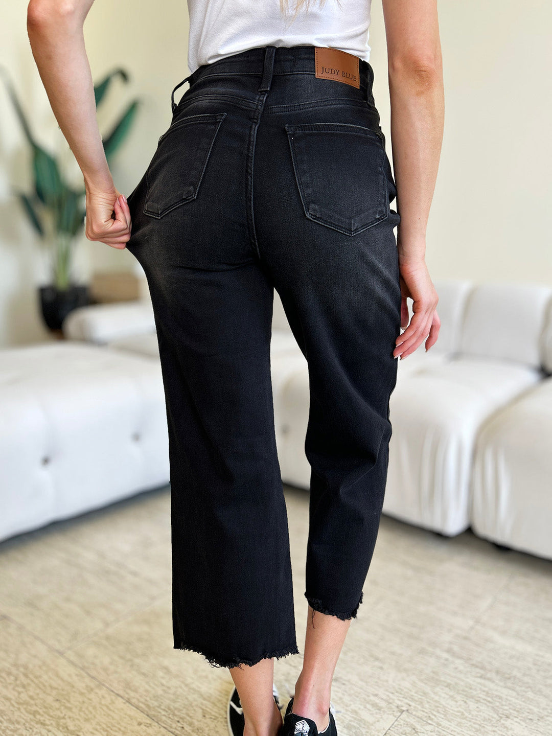 Stilla | Blå Fulde Størrelse Høj Talje Knap Flyn Jeans