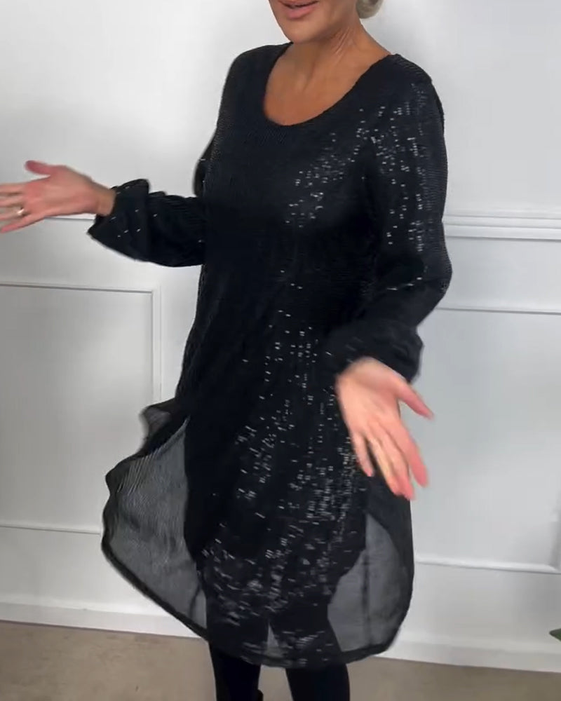Stilla | Elegant Lanterne Ærme Pailletter A-Linie