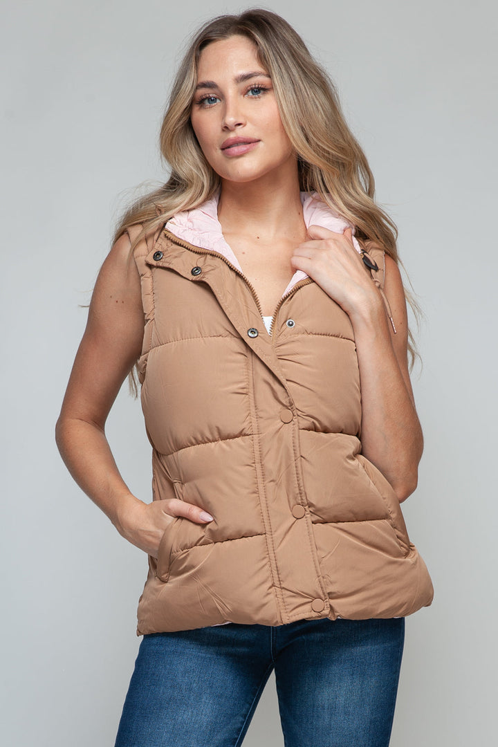 Stilla | Snob Hoodie Vest Med Trykknap og Lynlås