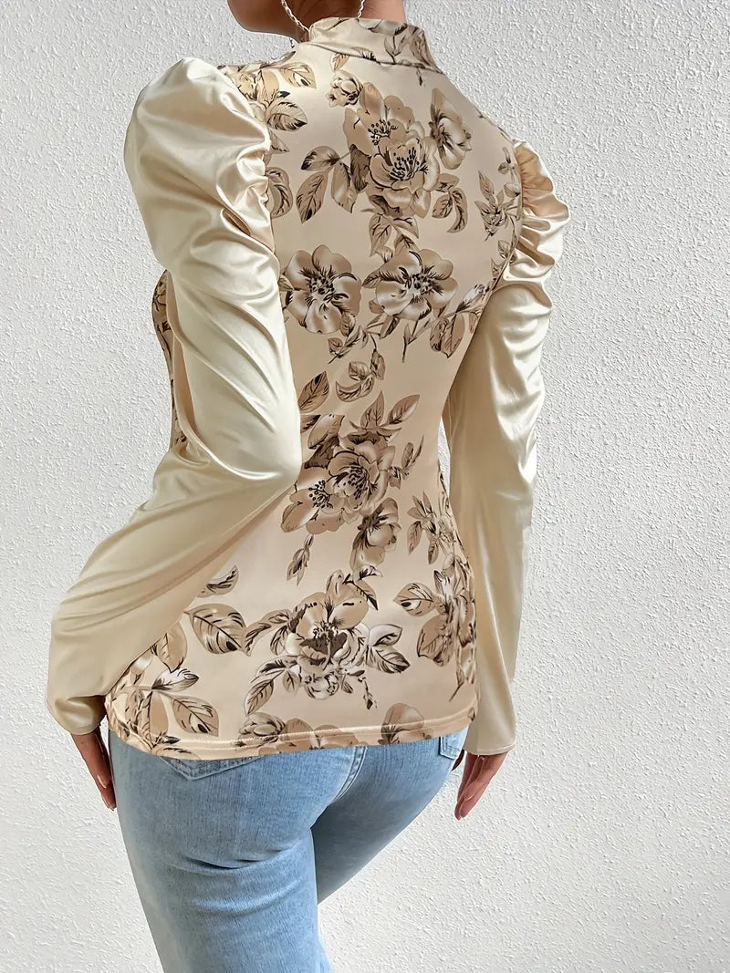 Stilla | Satinbluse med puffærmer