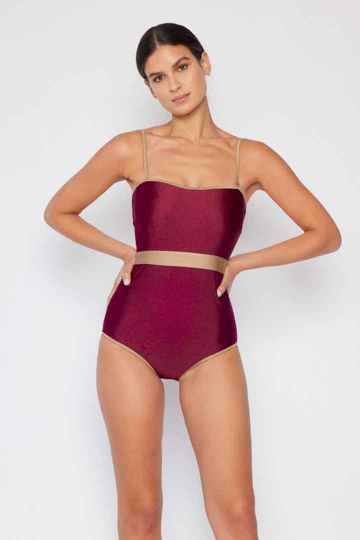 Stilla | West Swim Wave Break Contrast Trim One-piece I Vin