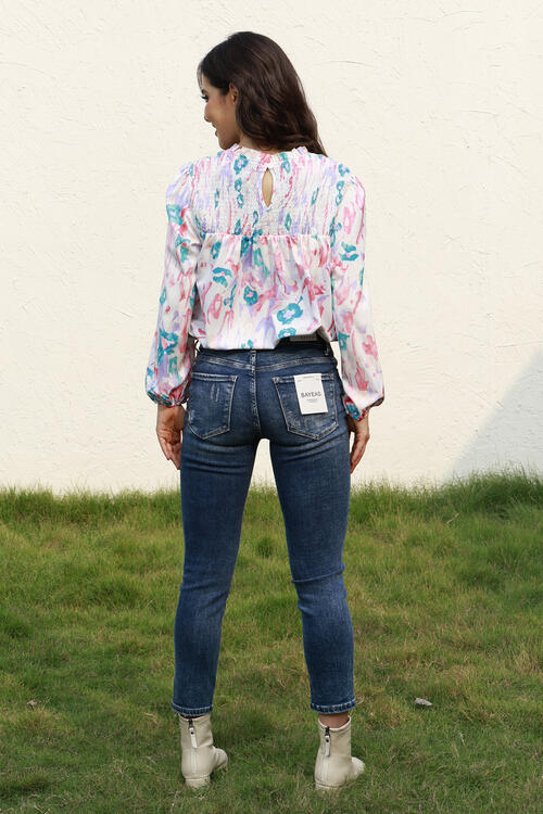Stilla | Smocked Balloon Ærme Rund Hals Bluse