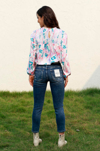 Stilla | Smocked Balloon Ærme Rund Hals Bluse