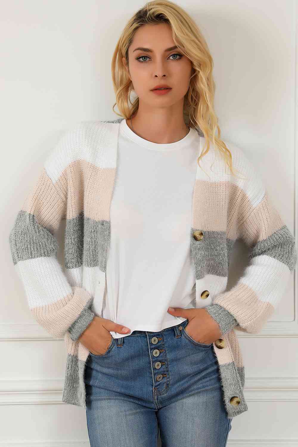 Stilla | Knapfront V-hals Langærmet Cardigan