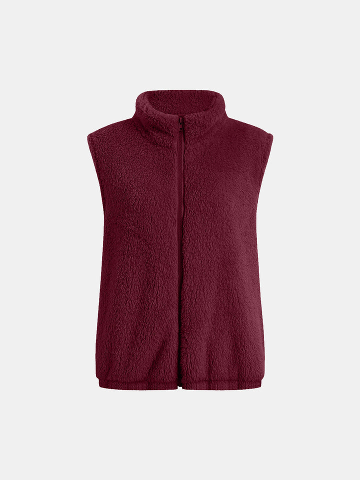 Stilla | Plush Vest Kapotte med Lynlås og Store Lommer