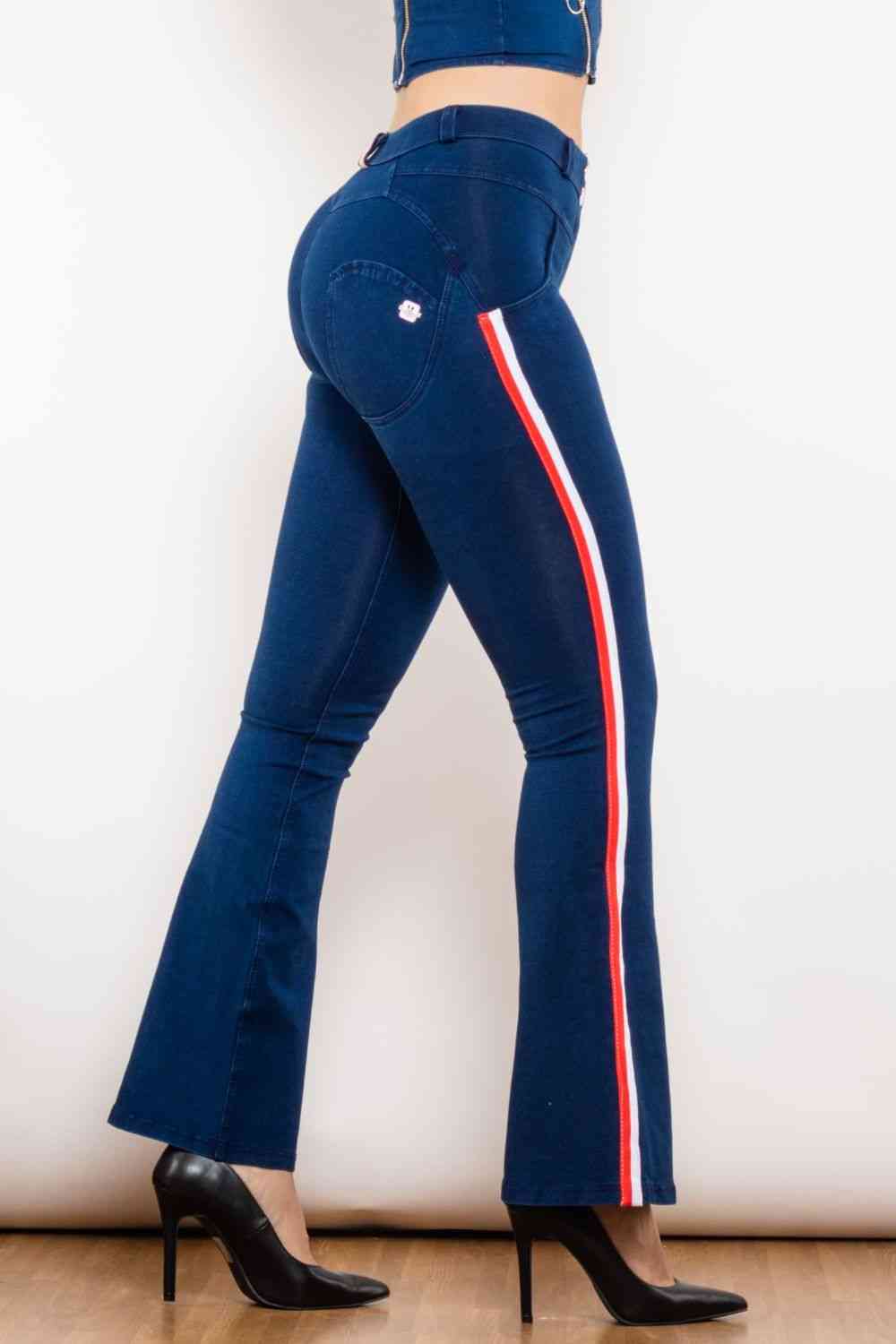 Stilla | Stripe Buttoned Bootcut Jeans