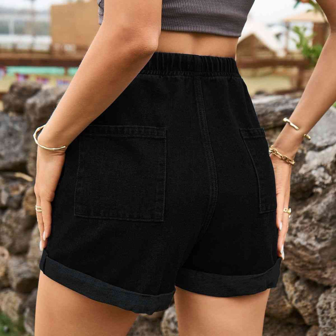 Stilla | Høj Talje Denim Shorts Med Lommer