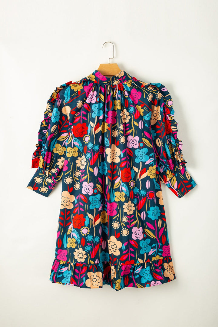 Stilla | Notched Lantern Sleeve Mini Kjole