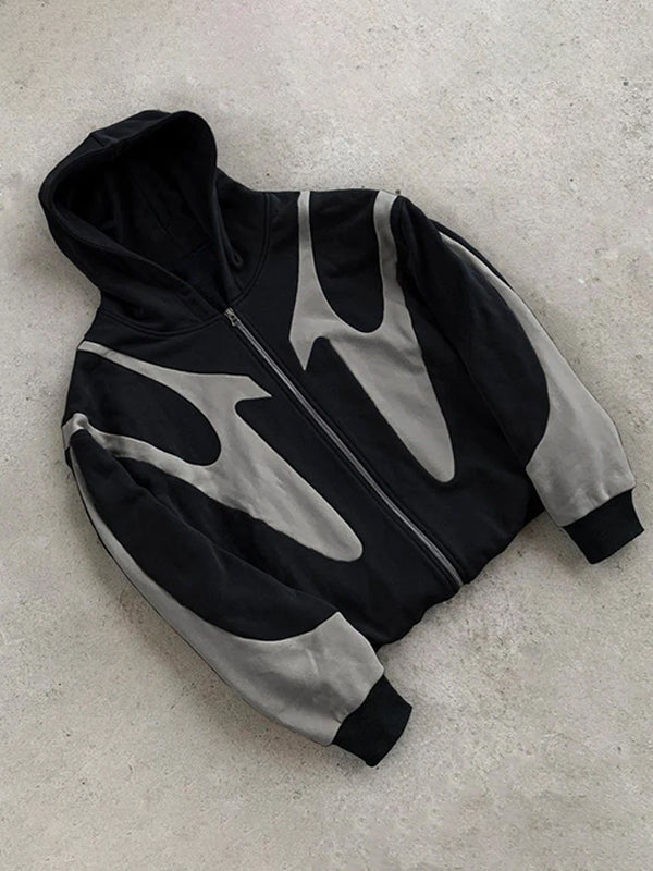 Stilla | Y2K Kontrastfarve Oversize Hoodie med Lange Ærmer til Herrer