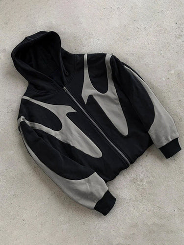 Stilla | Y2K Kontrastfarve Oversize Hoodie med Lange Ærmer til Herrer