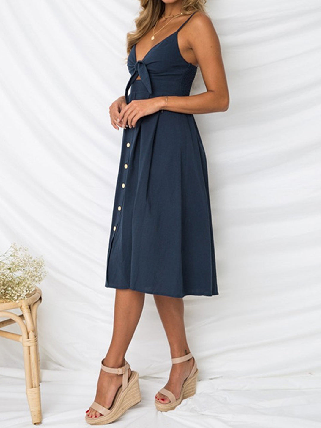 Stilla | Smocked Sweetheart Neck Cami Kjole
