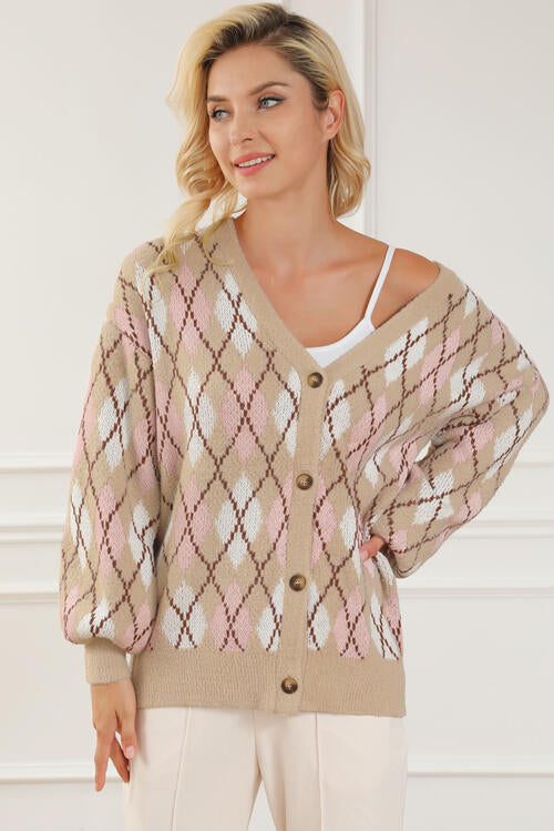 Stilla | up Geometrisk Dropped Shoulder Cardigan
