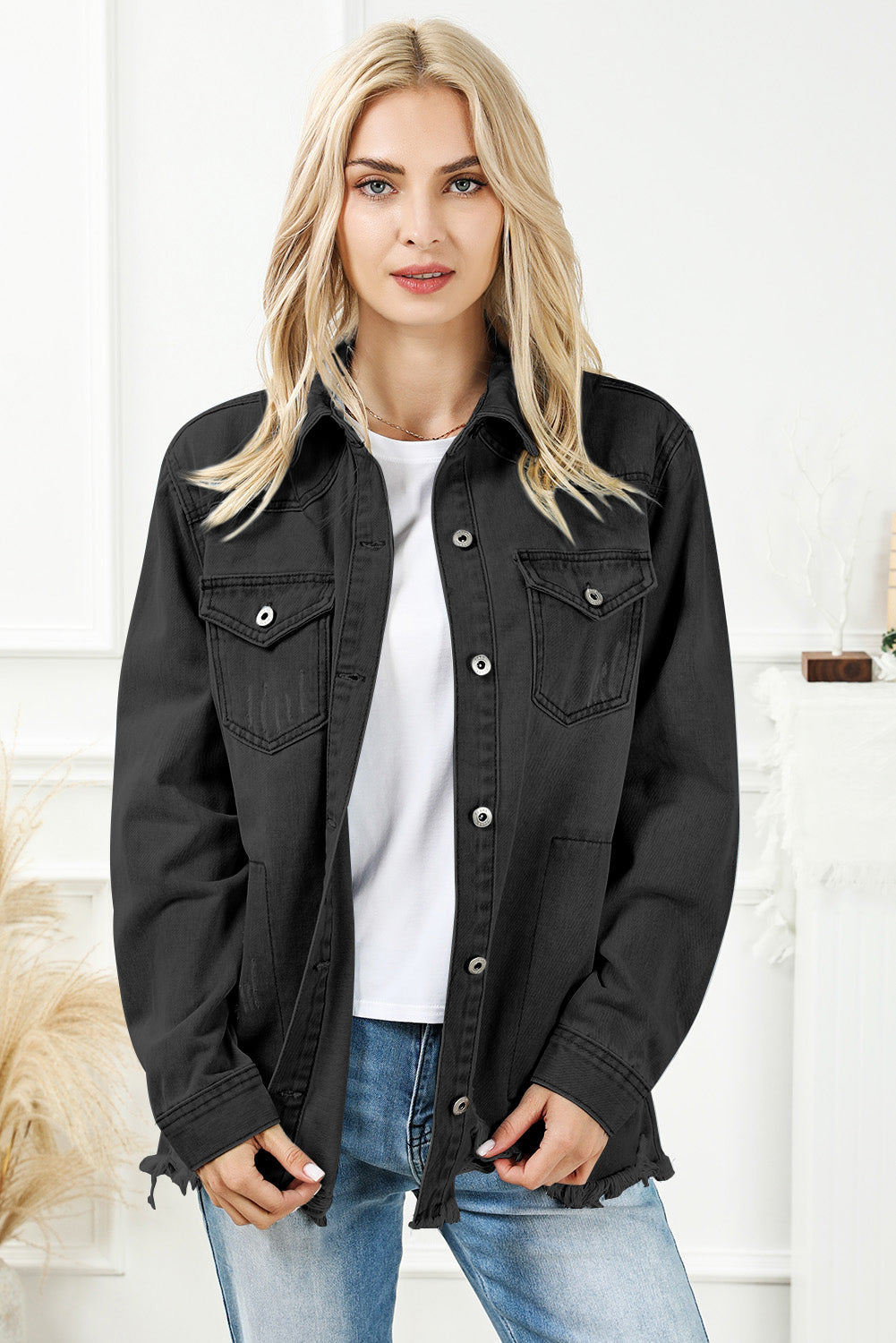 Stilla | Knap Op Frayed Hem Denim Jakke