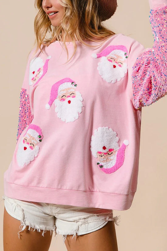 Stilla | Jul Løs Rundhals Pailletter Ærme Sweatshirt
