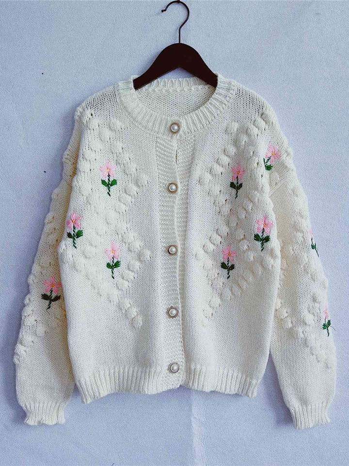 Stilla | Knapper Op Rund Hals Langærmet Cardigan