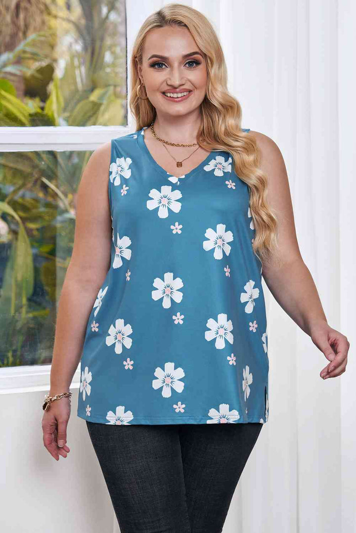 Stilla | Plus Size Printed V-hals Tank