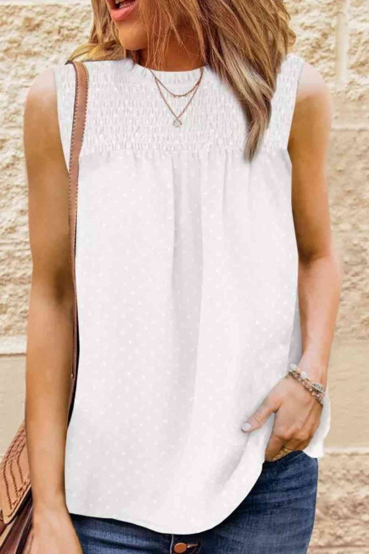 Stilla | Smocked Tie Back Frill Trim Tank