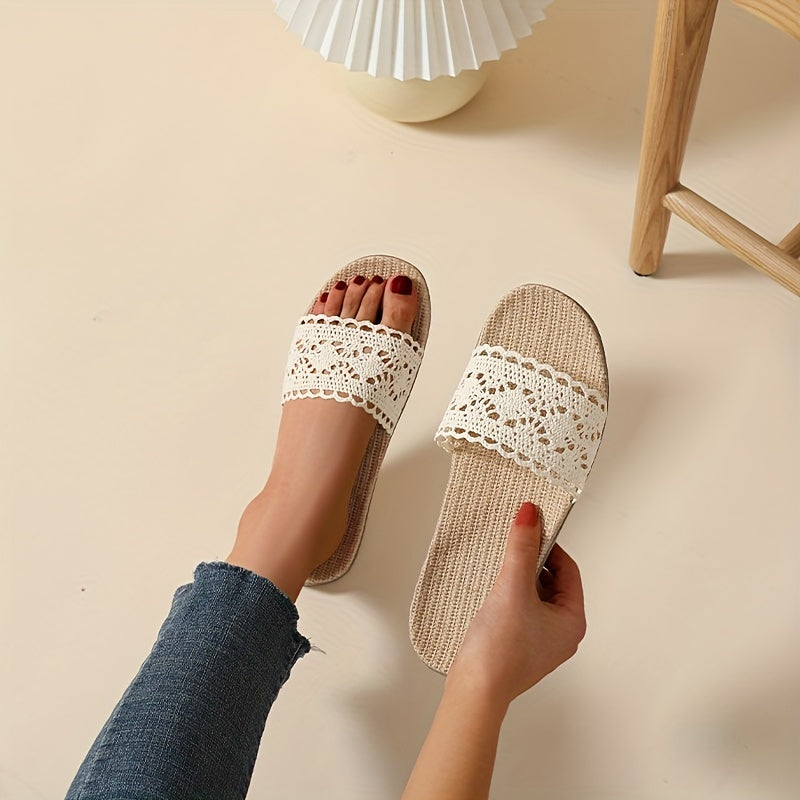 Stilla | Sommersandaler Til Kvinder Åndbare Hørflip Flops Med Blonde, Skridsikre Og Komfortable