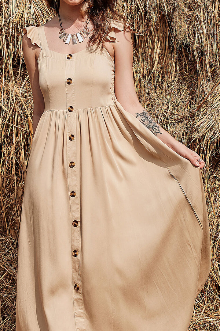 Stilla | Knap Rynket Trim Smocket Maxi Kjole