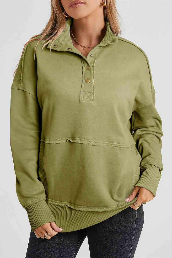 Stilla | Snap Drop Shoulder Langærmet Sweatshirt