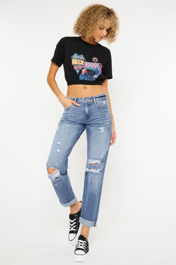 Stilla | Mellemhøjde Distressed Straight Jeans
