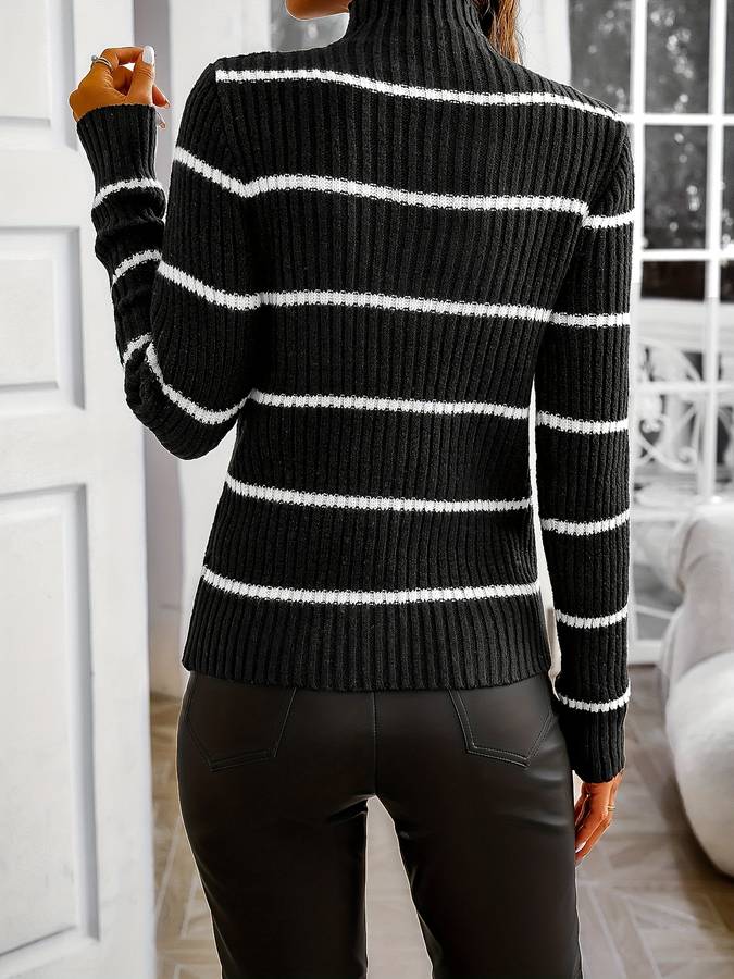 Stilla | Stribet Rundhalset Pullover