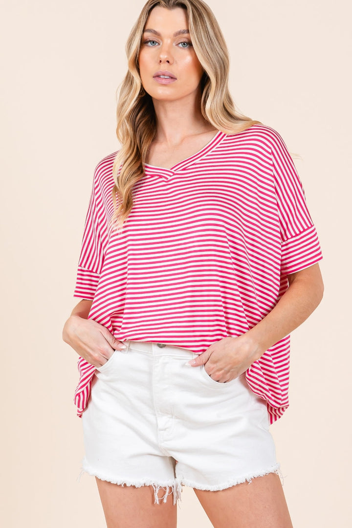 Stilla | Stribet V-Hals T-Shirt