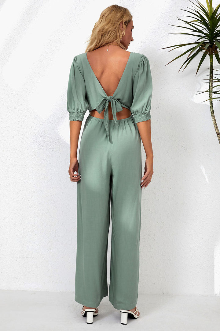 Stilla | Neck Halv Ærme Jumpsuit
