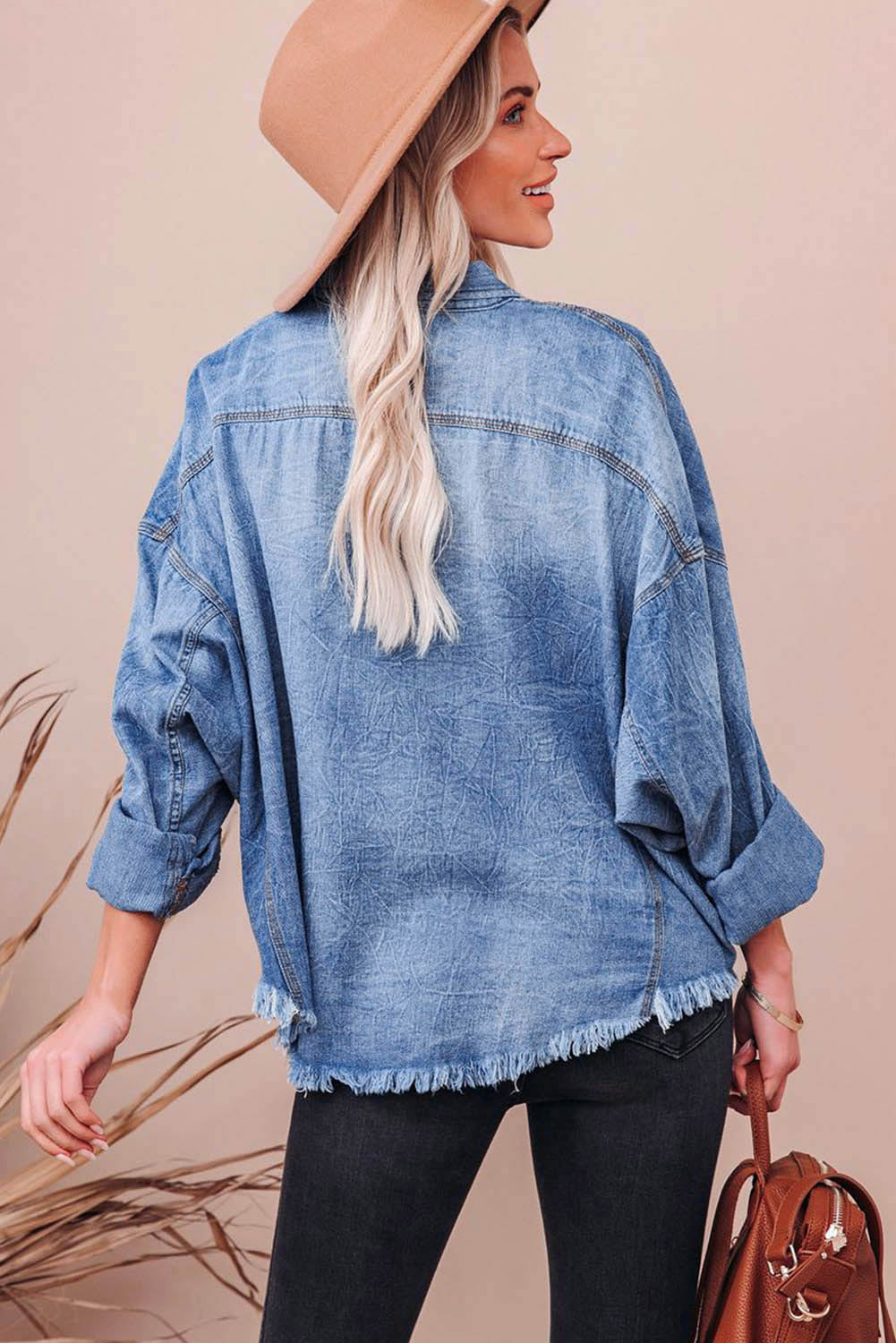 Stilla | Hem Sequin Football Langærmet Denimjakke