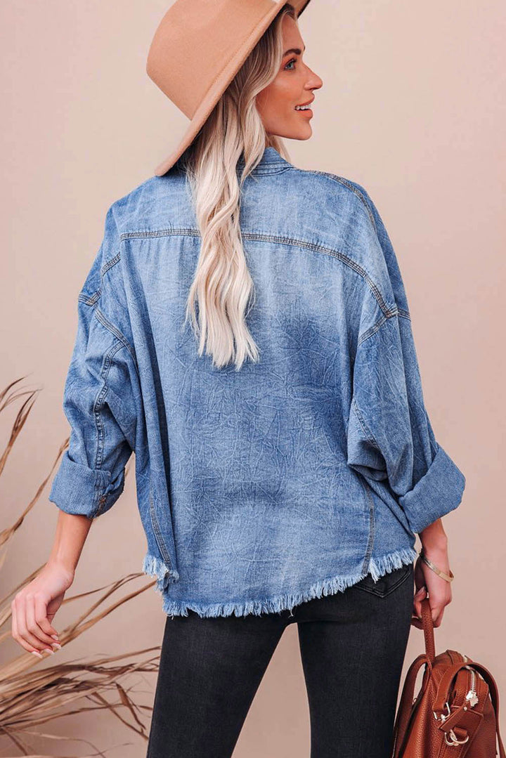 Stilla | Hem Sequin Football Langærmet Denimjakke