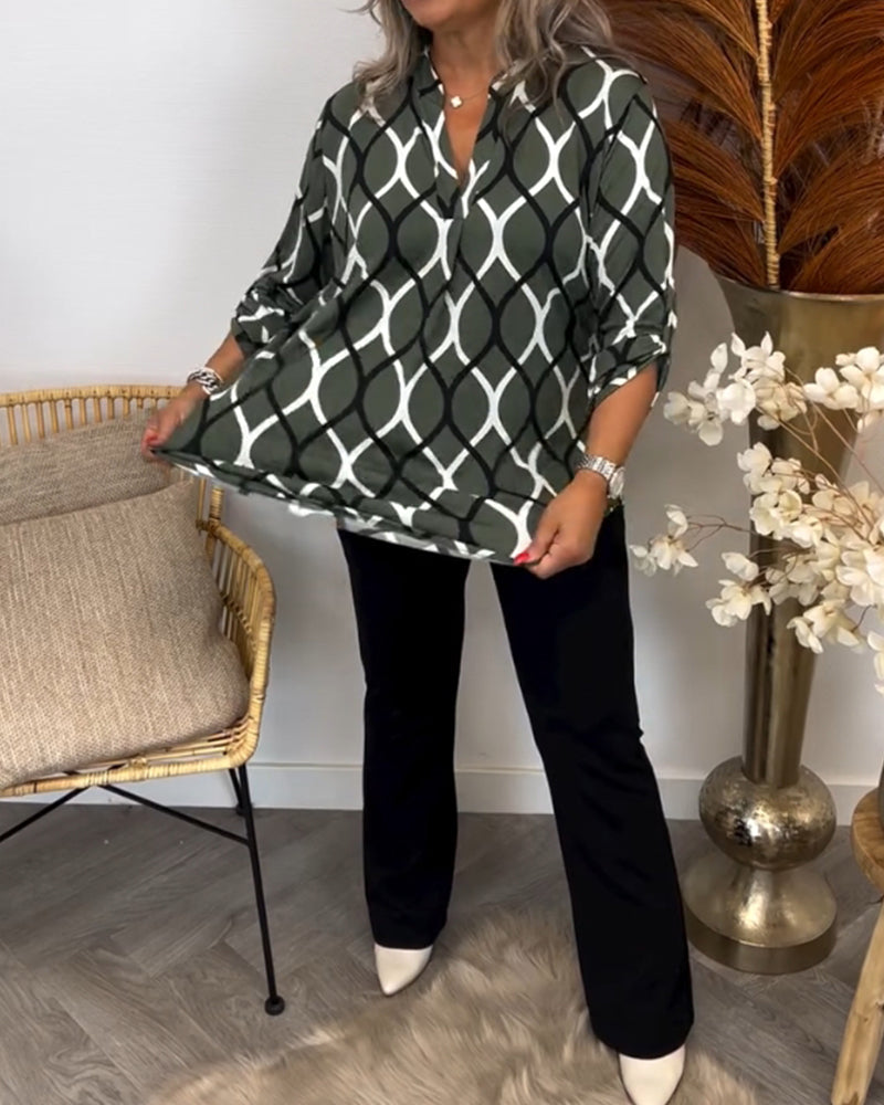 Stilla | Afslappet Bluse med Lange Ærmer og Print
