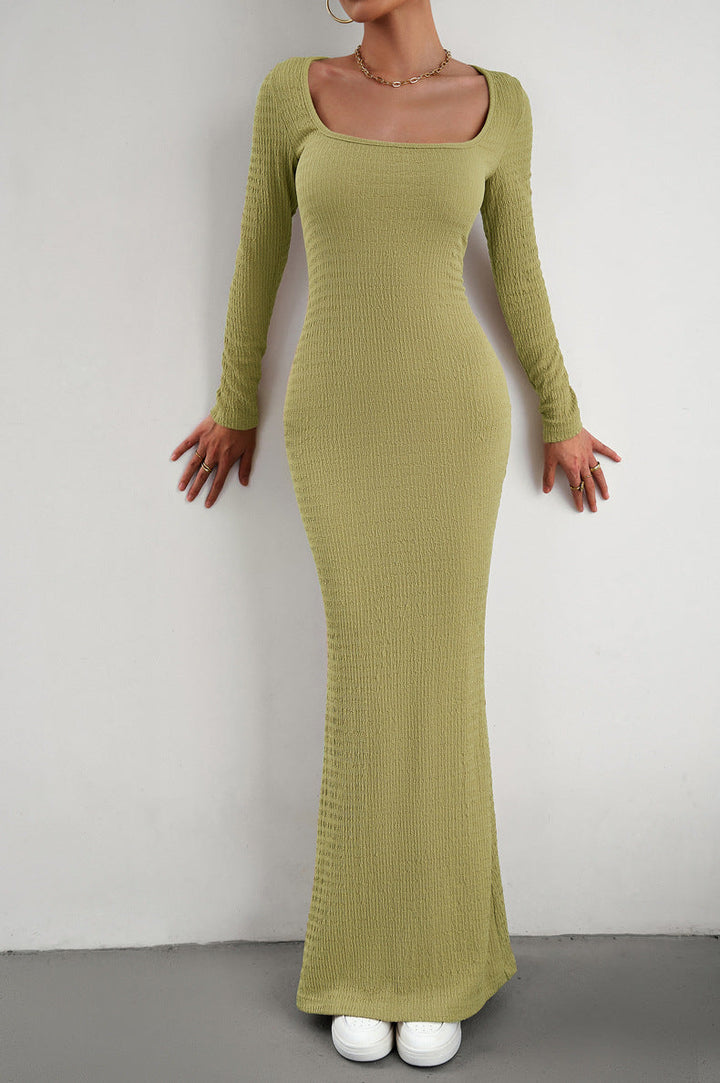 Stilla | Ærme Fyrkantet Hals Maxi Bodycon Kjole