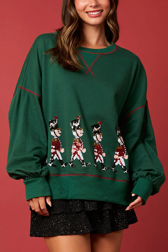 Stilla | Jule Soldat Pailletter Langærmet Fritids Sweatshirt