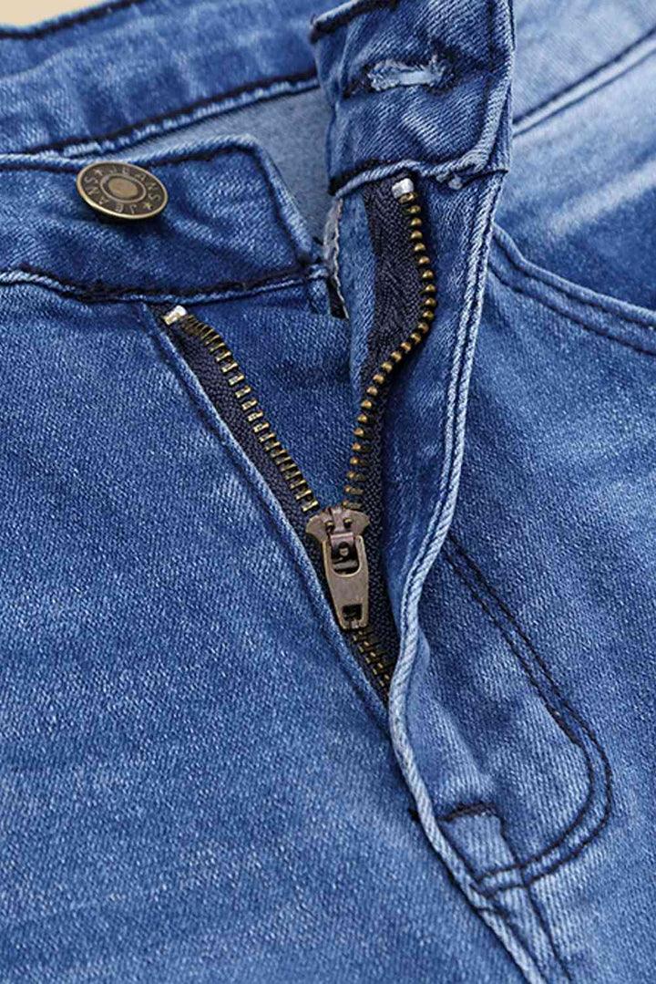 Stilla | Distressed Flare Leg Jeans Med Lommer