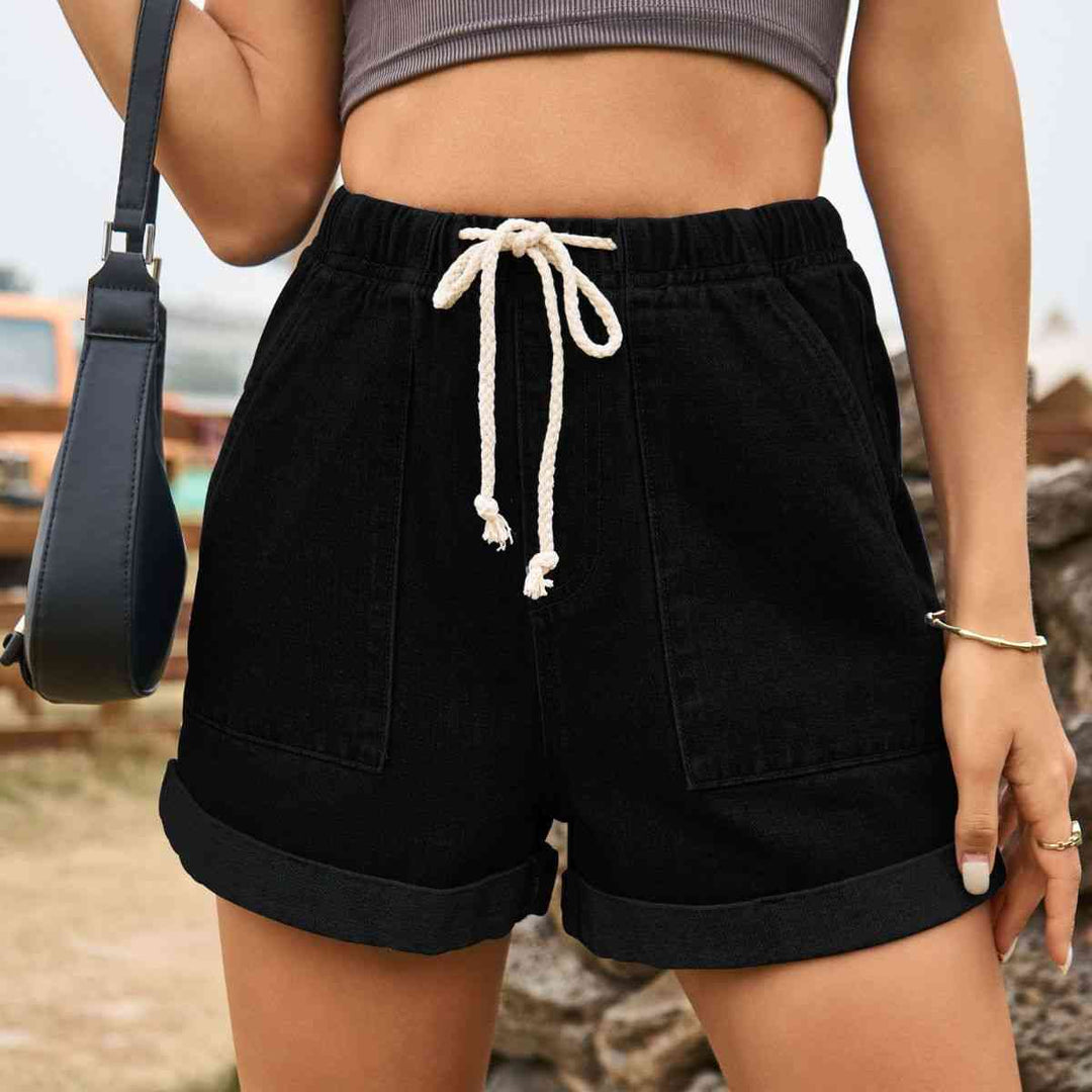 Stilla | Høj Talje Denim Shorts Med Lommer