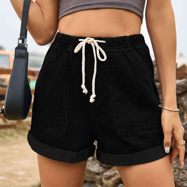 Stilla | Høj Talje Denim Shorts Med Lommer