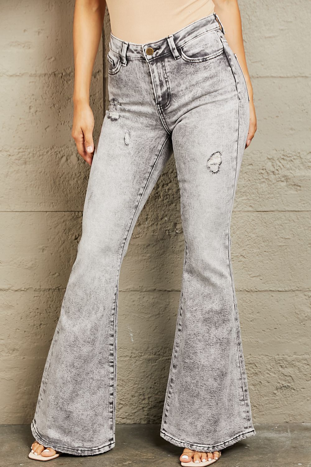 Stilla | Høj Talje Syre Vask Flare Jeans
