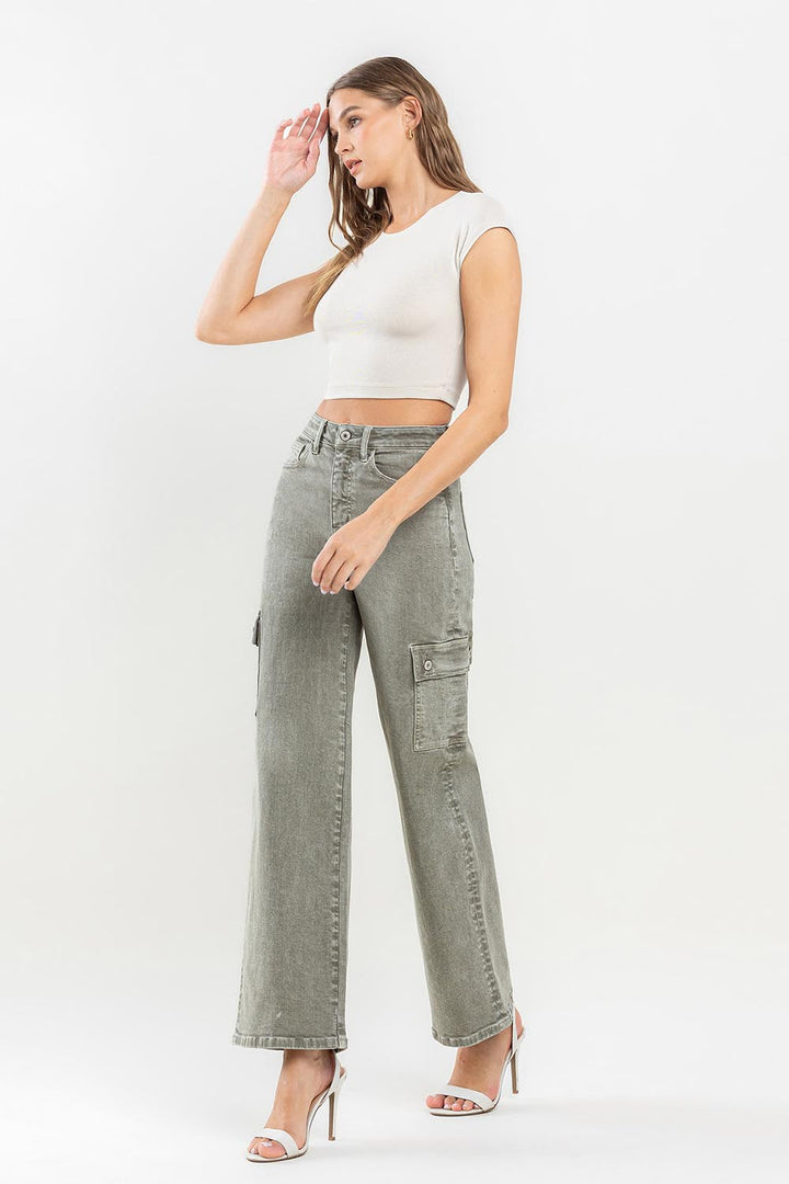 Stilla | by Flying Monkey 90'ernes Super High Rise Cargo Jeans