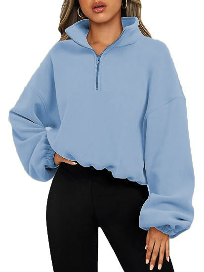 Stilla | Sweatshirt med Halv-Zip og Ståkrave