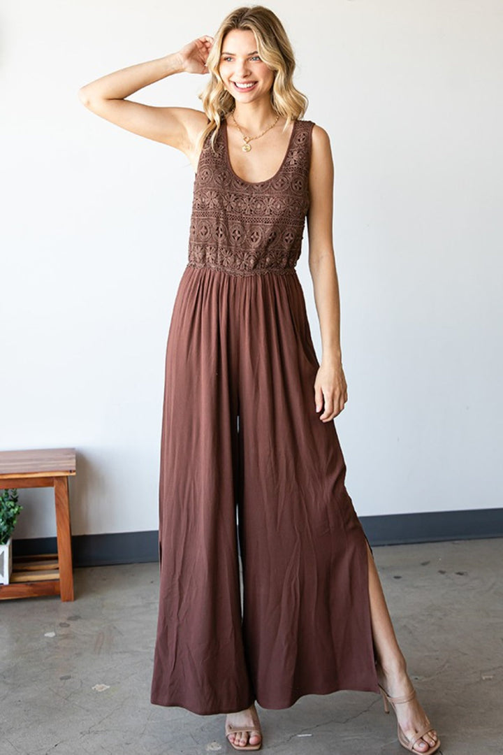 Stilla | Love Tie Back Without Sleeves Slit Wide Leg Jumpsuit