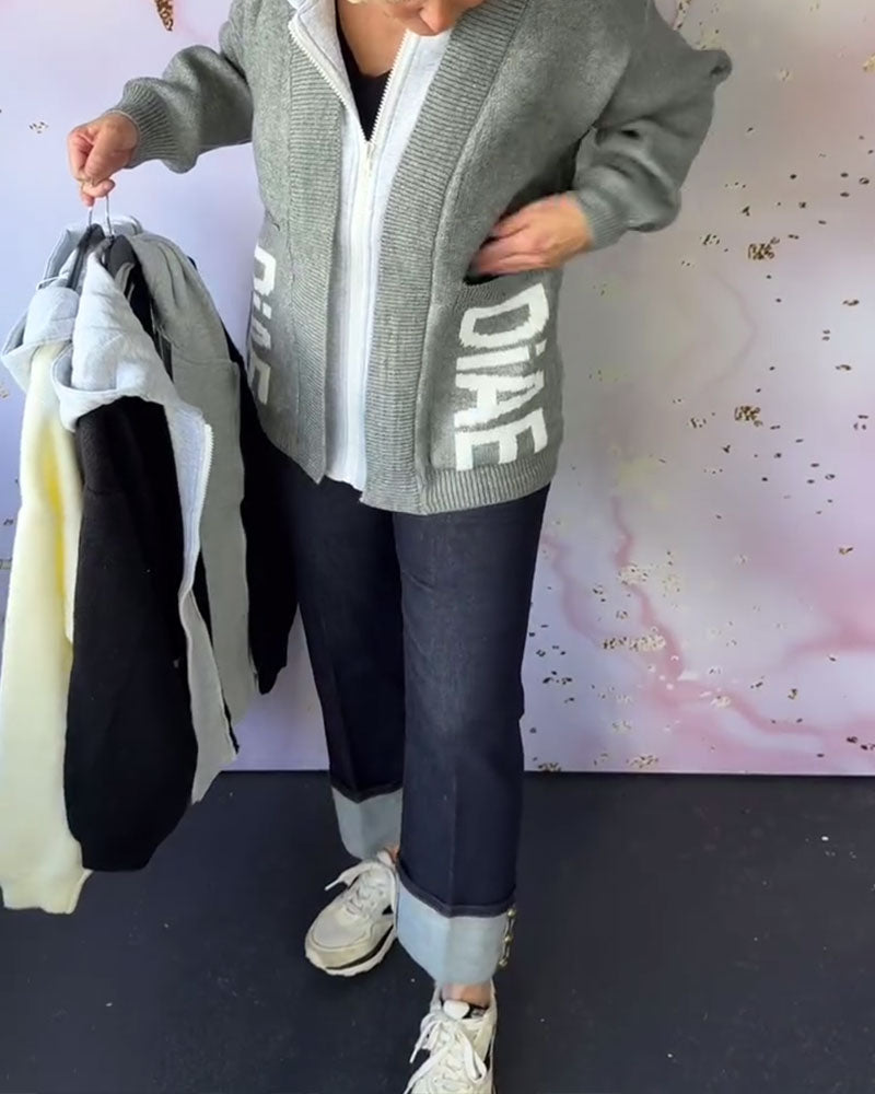 Stilla | Langærmet Pullover Frakke med Bogstaver