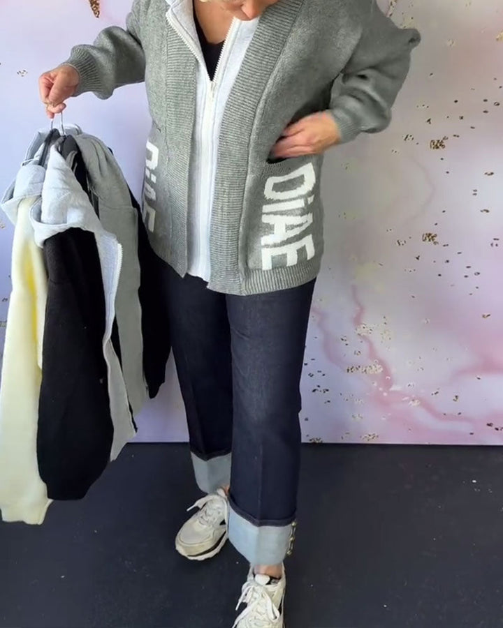 Stilla | Langærmet Pullover Frakke med Bogstaver