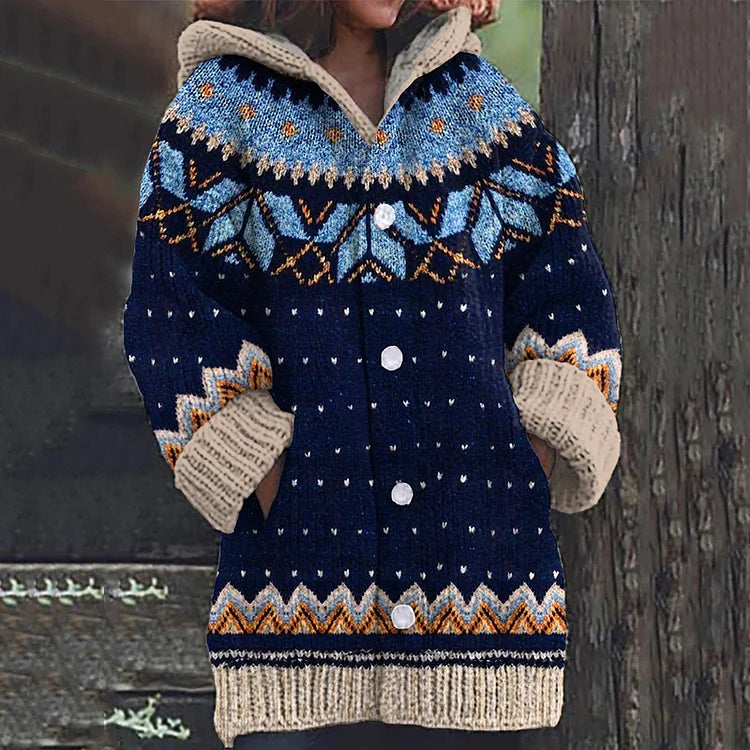 Stilla | Varme Strikkardigan med Print