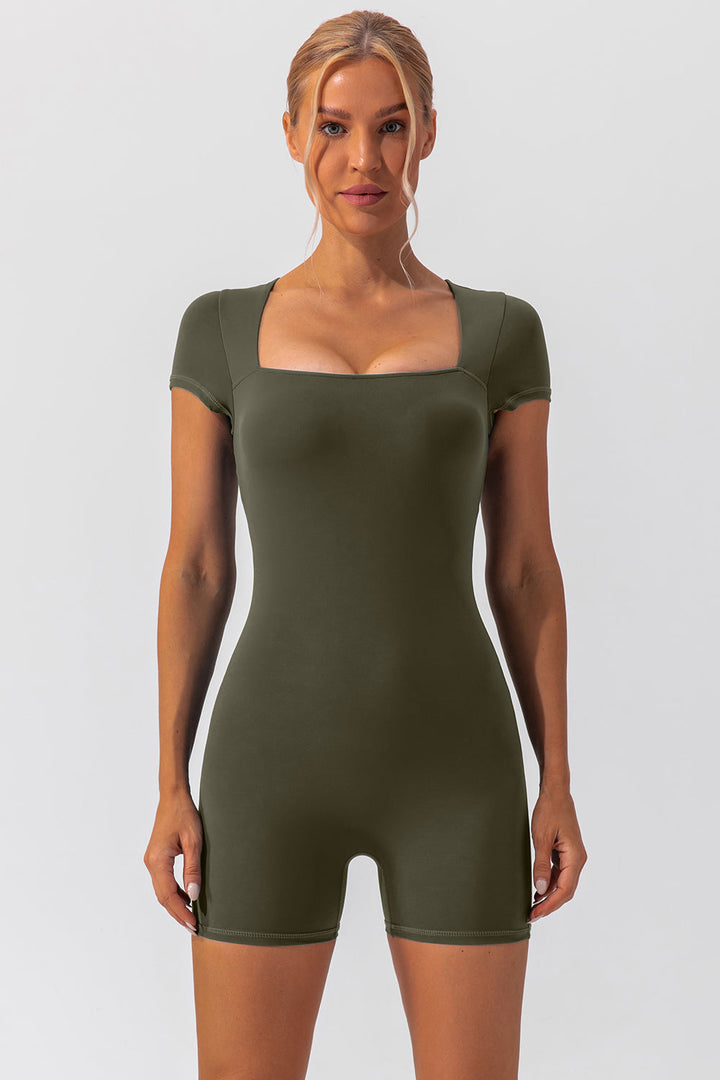 Stilla | Neck Cap Sleeve Active Romper