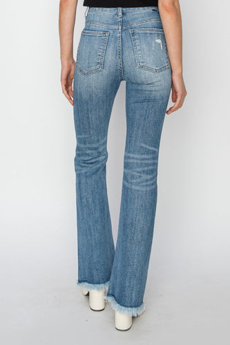 Stilla | High Rise Frayed Hem Bootcut Jeans