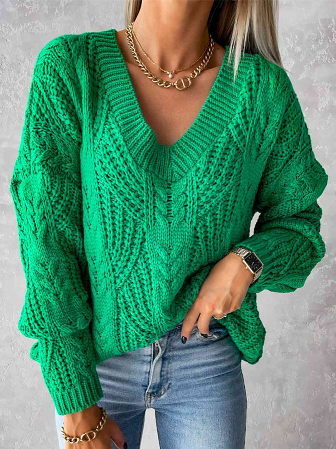 Stilla | Hals Cable-strikket Langærmet Sweater