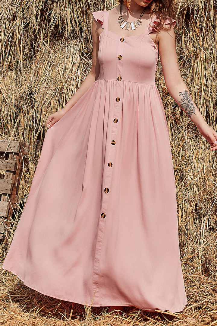 Stilla | Knap Rynket Trim Smocket Maxi Kjole