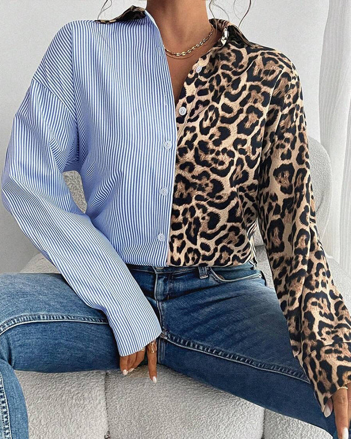 Stilla | Stribet Patchwork Leopardprint