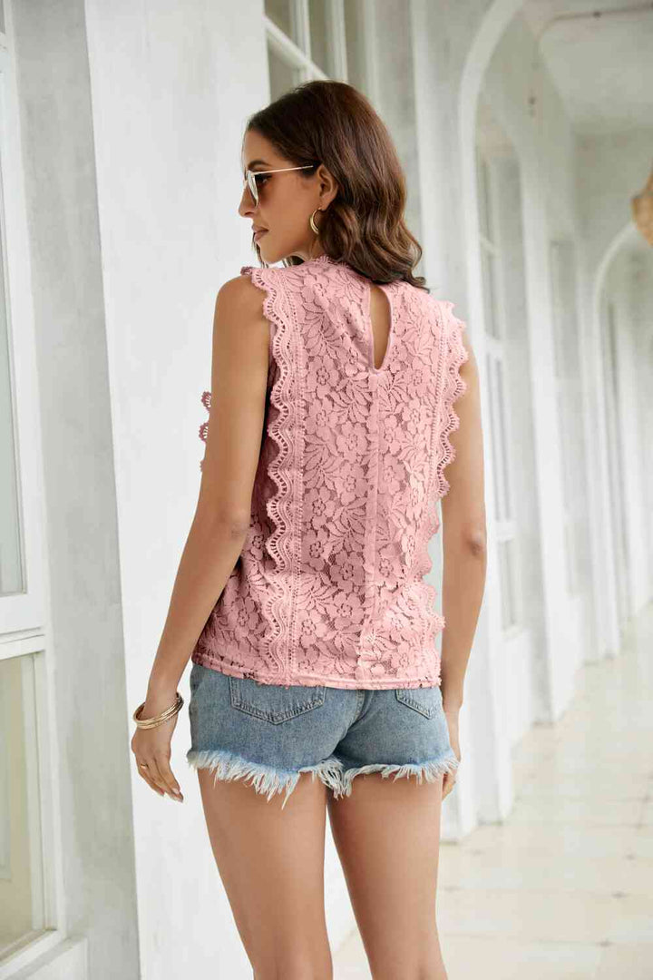 Stilla | Scalloped Keyhole V-hals Tank